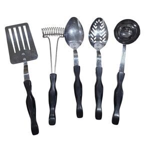 Vintage Cutco 5 Piece Stainless Steel Serving Utensil Set Dark Brown Handles